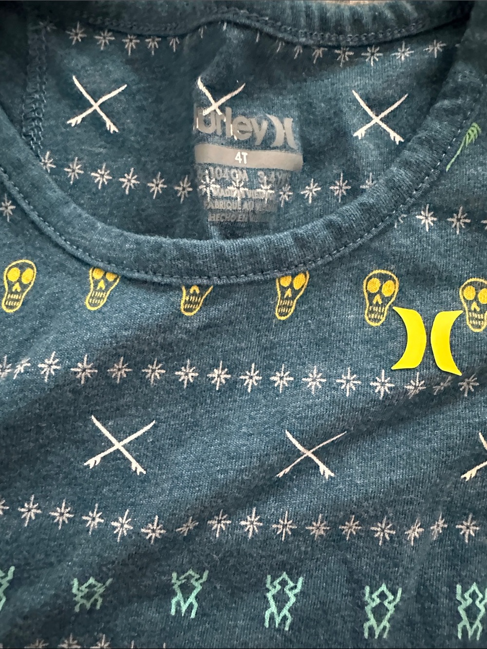 Hurley Boys' White & Blue Stripe Tank with Blue Pocket and Teal Pattern Tank - Picture 5 of 5